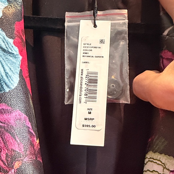 Alice + Olivia Denny Notch Faux-Leather Floral Blazer - Picture 3 of 4